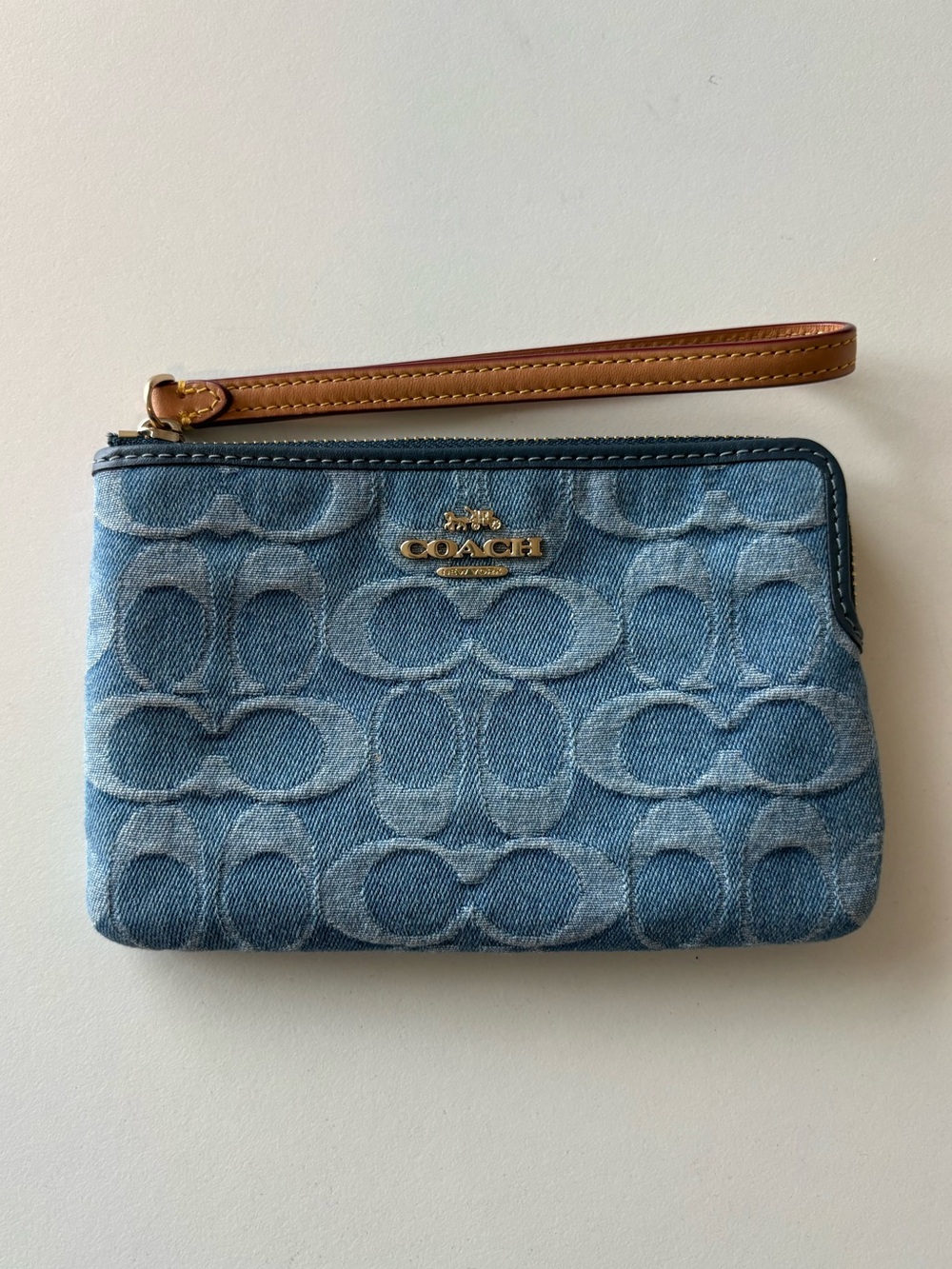 Coach Denim Corner Zip Wristlet